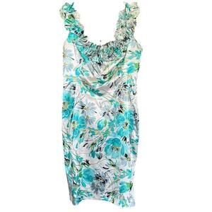 Dressbarn | Women's White & Turquoise Dress | Size 8 | 0801